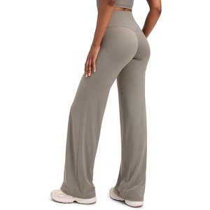 image:imageCRZ YOGA Softretch Wide Leg Pants 283032  No Front Seam Ultimate Comfort Next to Skin Yoga Casual High Waisted for WomenWarm Ash Grey