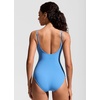 image:imageCRZ YOGA Nexfeel Scoop Neck One Piece Swimsuit  Double Layer Non Padded Buttery Soft Medium Bum Coverage Tummy Control U Back Swim Bathing Suit for WomenParty Blue