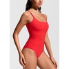image:imageCRZ YOGA Nexfeel Scoop Neck One Piece Swimsuit  Double Layer Non Padded Buttery Soft Medium Bum Coverage Tummy Control U Back Swim Bathing Suit for WomenDeep Red