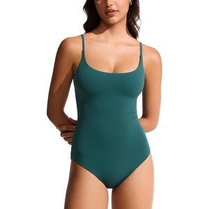 image:imageCRZ YOGA Nexfeel Scoop Neck One Piece Swimsuit  Double Layer Non Padded Buttery Soft Medium Bum Coverage Tummy Control U Back Swim Bathing Suit for WomenForest Green